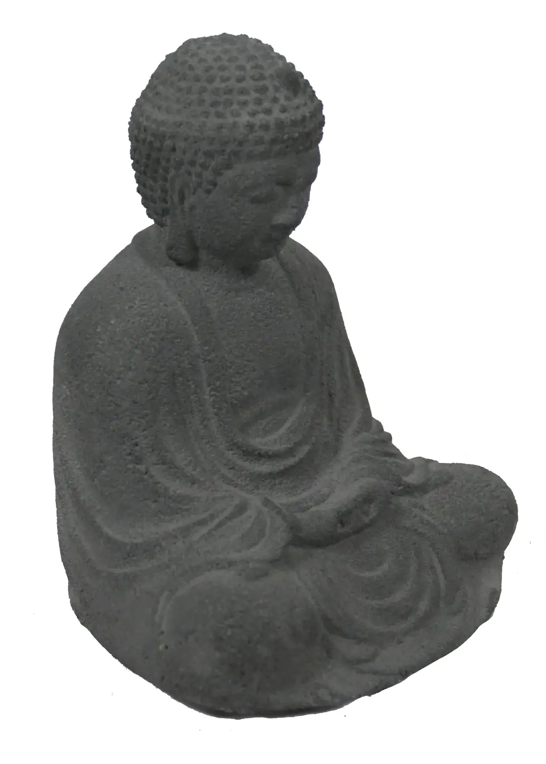  Product image 2 of the product “Sitting buddha, Japanese, Form stone, carved, handcrafted& coloured grey ”